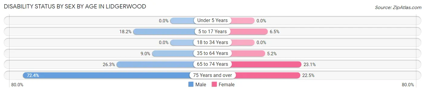 Disability Status by Sex by Age in Lidgerwood