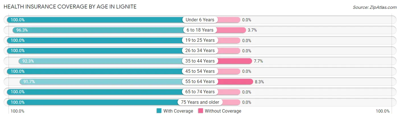 Health Insurance Coverage by Age in Lignite