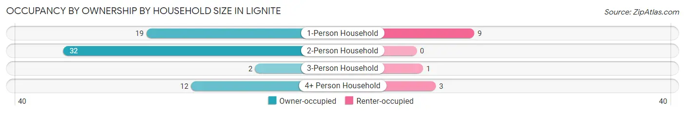 Occupancy by Ownership by Household Size in Lignite