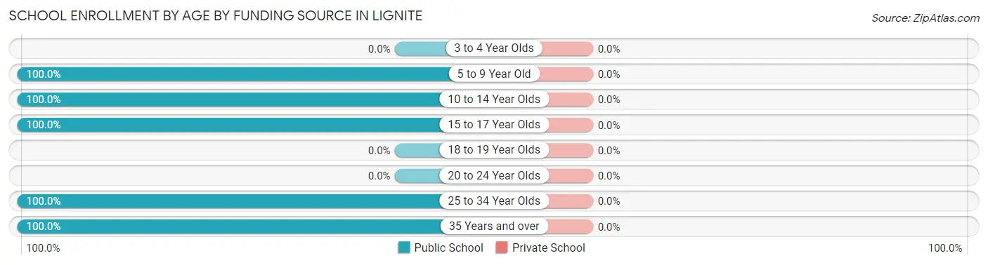 School Enrollment by Age by Funding Source in Lignite