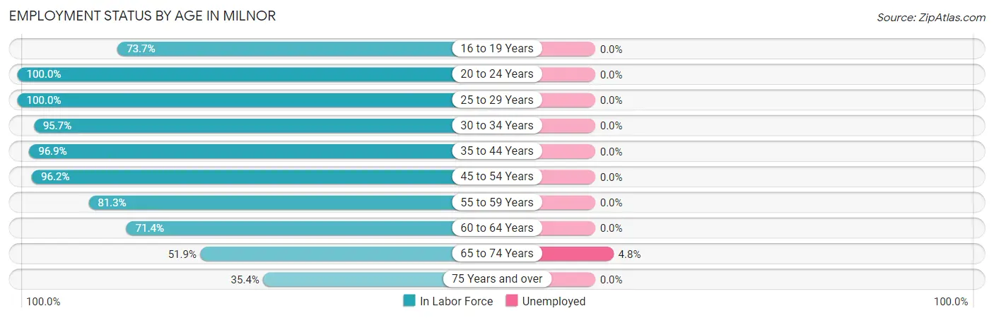 Employment Status by Age in Milnor