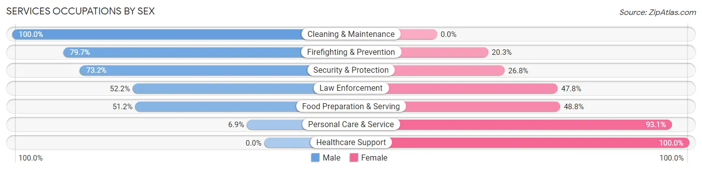 Services Occupations by Sex in Minot AFB