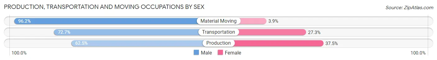Production, Transportation and Moving Occupations by Sex in Mott