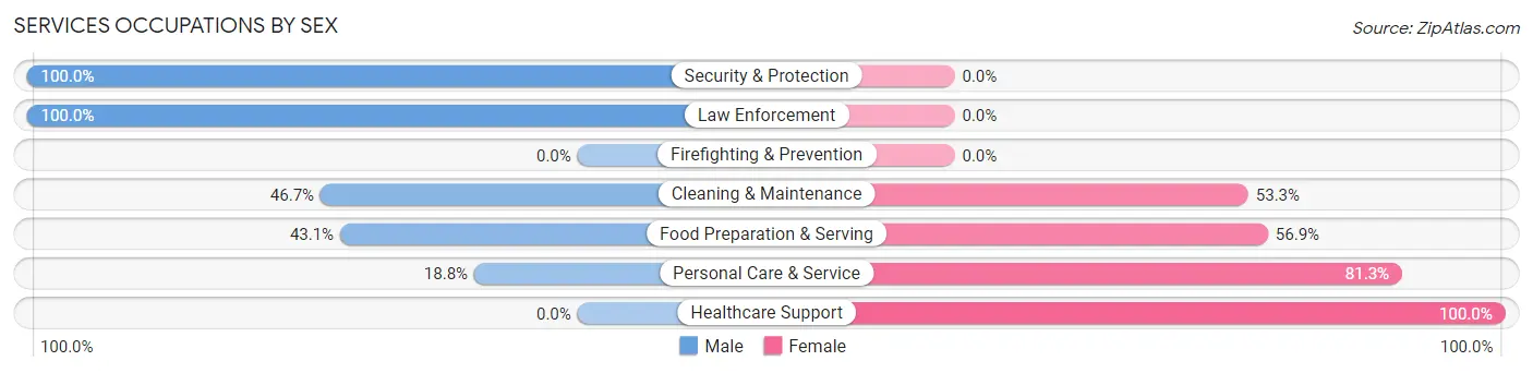 Services Occupations by Sex in New Rockford
