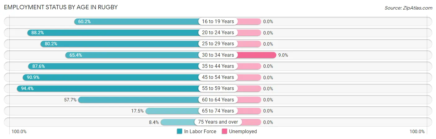 Employment Status by Age in Rugby