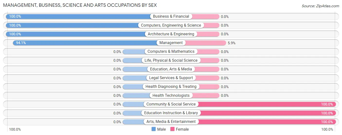 Management, Business, Science and Arts Occupations by Sex in Spiritwood Lake