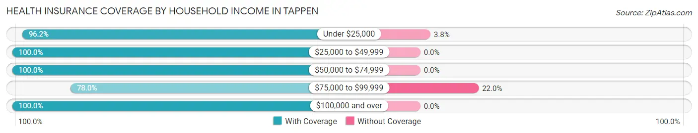 Health Insurance Coverage by Household Income in Tappen