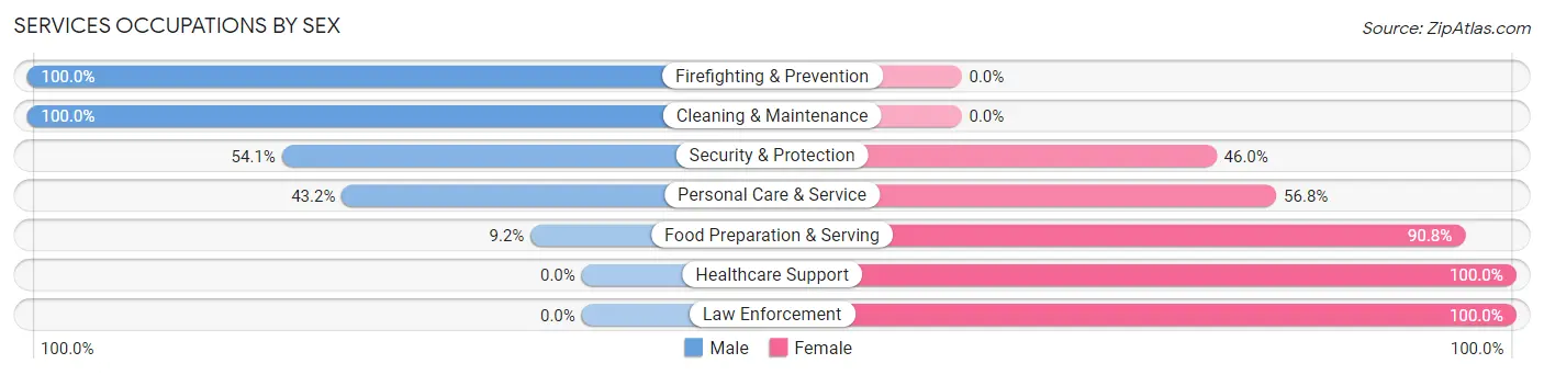 Services Occupations by Sex in Watford City