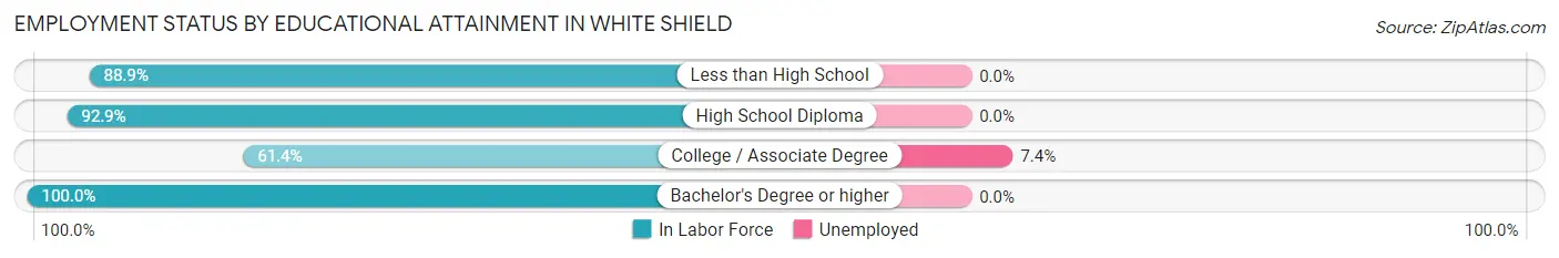 Employment Status by Educational Attainment in White Shield