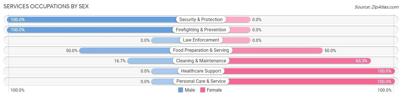 Services Occupations by Sex in White Shield