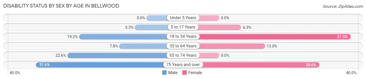 Disability Status by Sex by Age in Bellwood