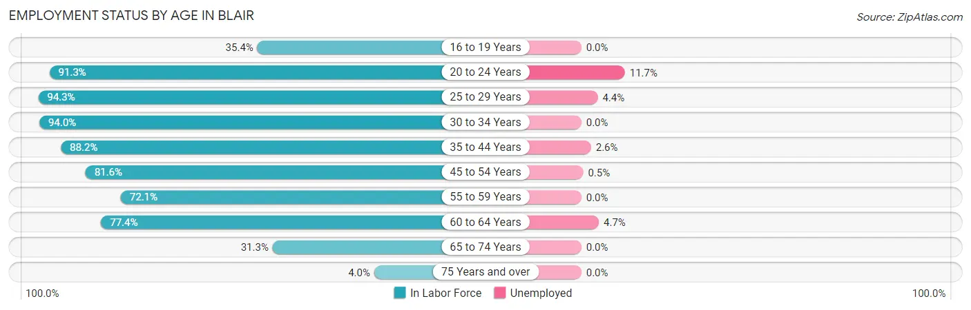 Employment Status by Age in Blair