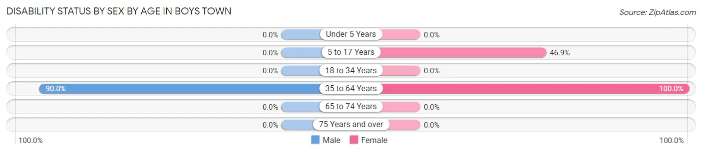 Disability Status by Sex by Age in Boys Town