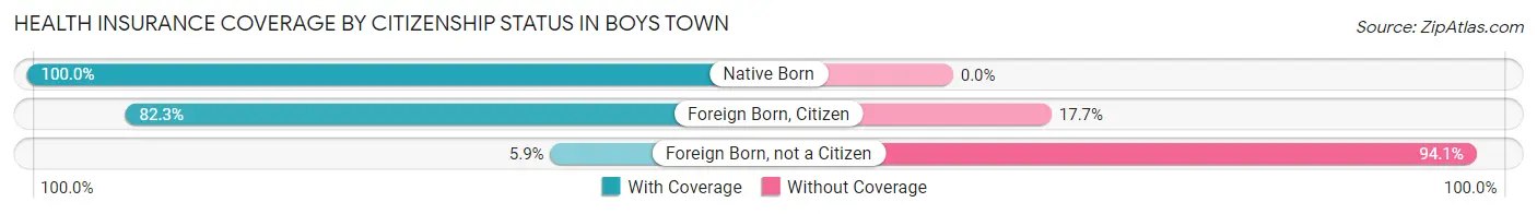 Health Insurance Coverage by Citizenship Status in Boys Town