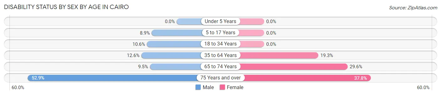 Disability Status by Sex by Age in Cairo