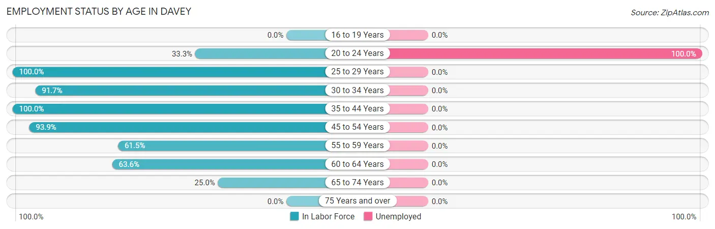 Employment Status by Age in Davey
