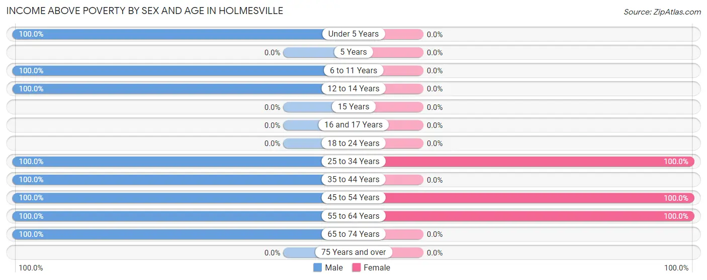 Income Above Poverty by Sex and Age in Holmesville