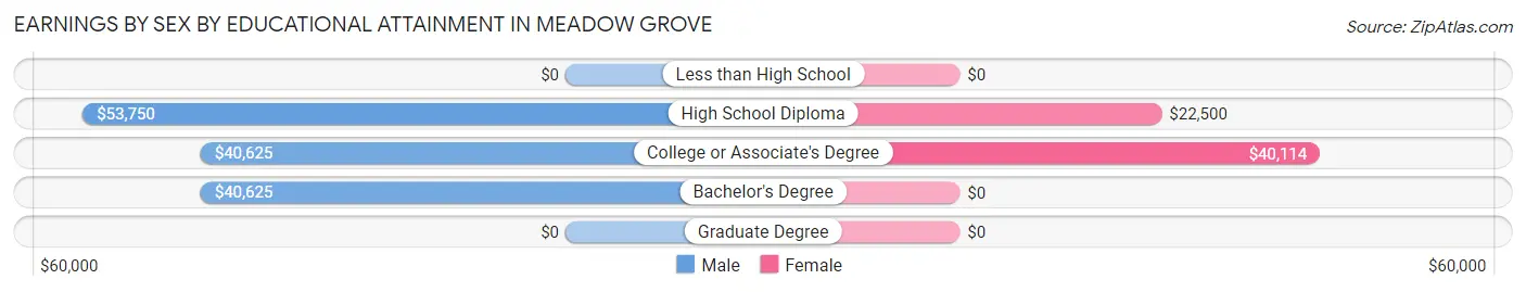 Earnings by Sex by Educational Attainment in Meadow Grove