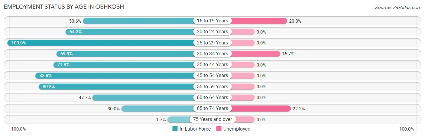 Employment Status by Age in Oshkosh