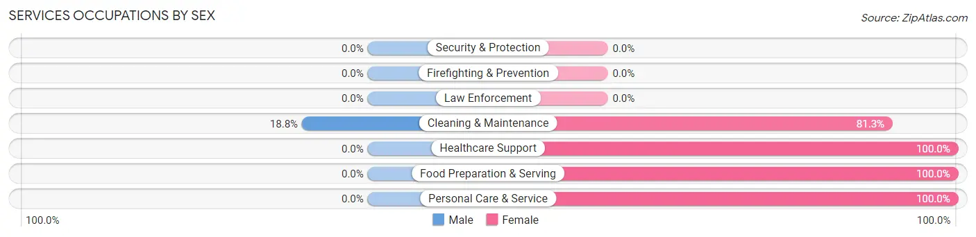 Services Occupations by Sex in St Edward