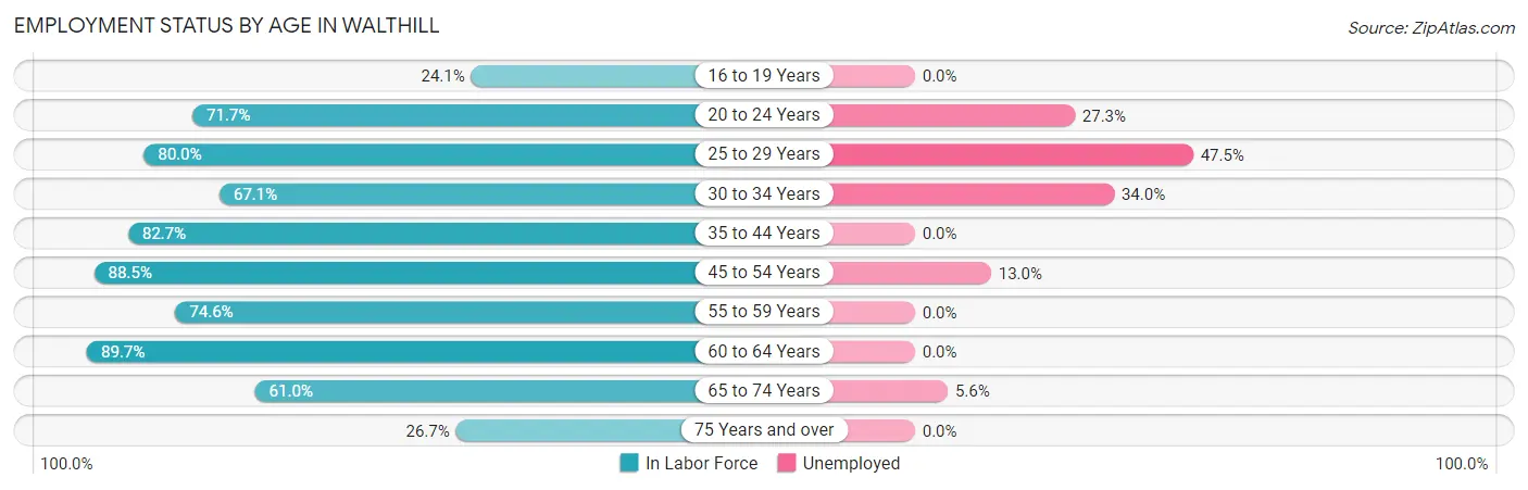 Employment Status by Age in Walthill