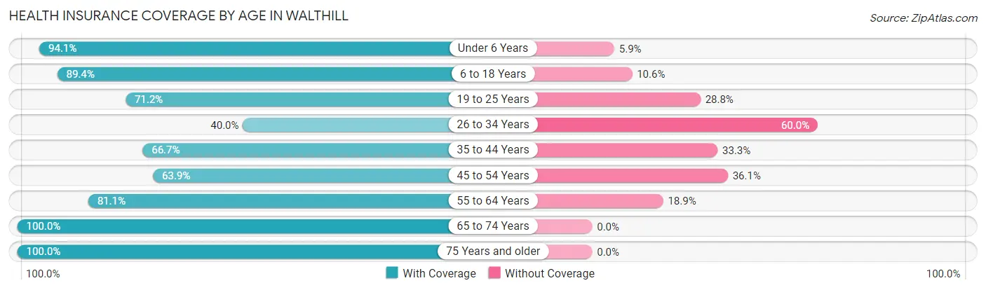 Health Insurance Coverage by Age in Walthill