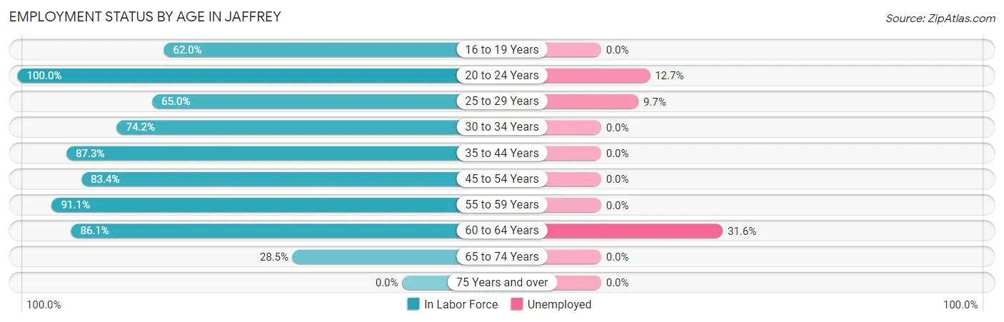 Employment Status by Age in Jaffrey