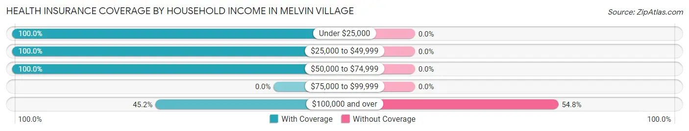Health Insurance Coverage by Household Income in Melvin Village