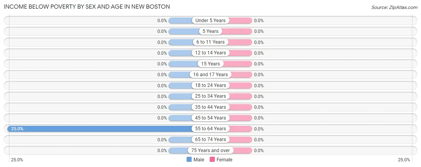 Income Below Poverty by Sex and Age in New Boston