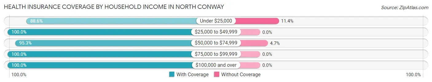 Health Insurance Coverage by Household Income in North Conway