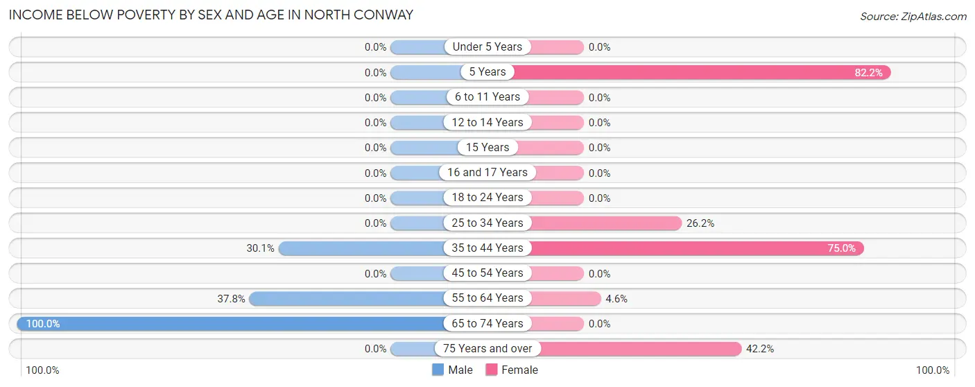 Income Below Poverty by Sex and Age in North Conway