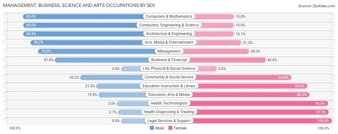Management, Business, Science and Arts Occupations by Sex in Somersworth
