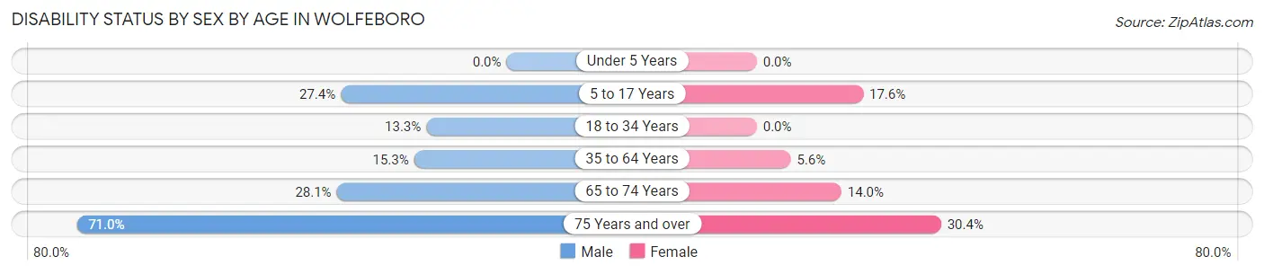 Disability Status by Sex by Age in Wolfeboro