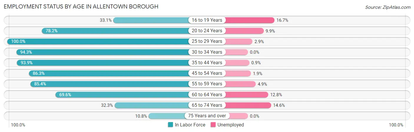 Employment Status by Age in Allentown borough