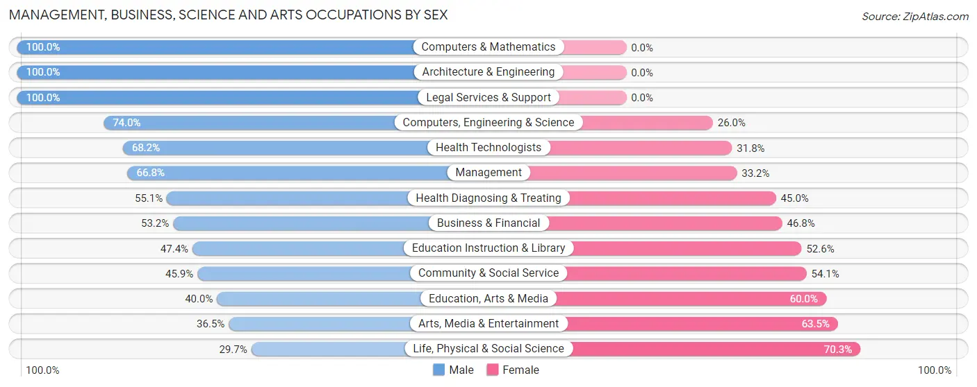 Management, Business, Science and Arts Occupations by Sex in Atlantic Highlands borough