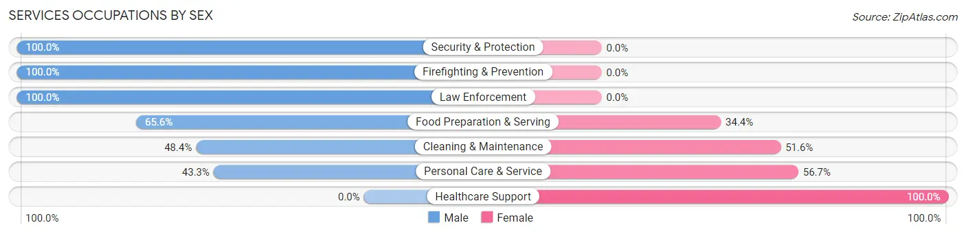 Services Occupations by Sex in Beckett