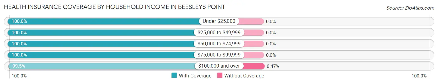 Health Insurance Coverage by Household Income in Beesleys Point