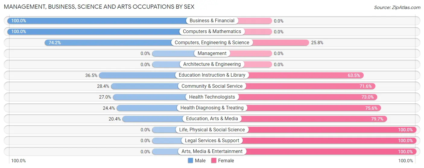 Management, Business, Science and Arts Occupations by Sex in Beesleys Point