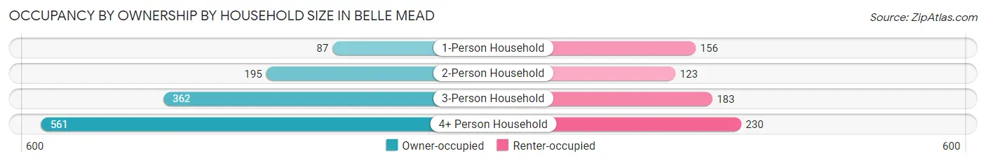 Occupancy by Ownership by Household Size in Belle Mead