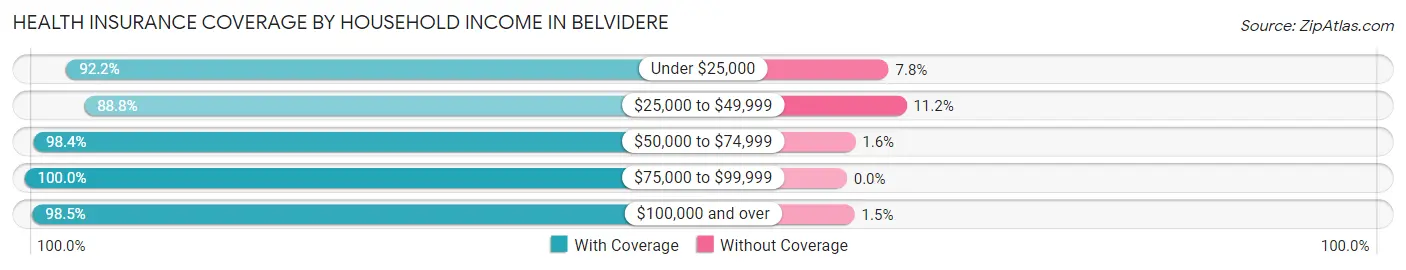 Health Insurance Coverage by Household Income in Belvidere