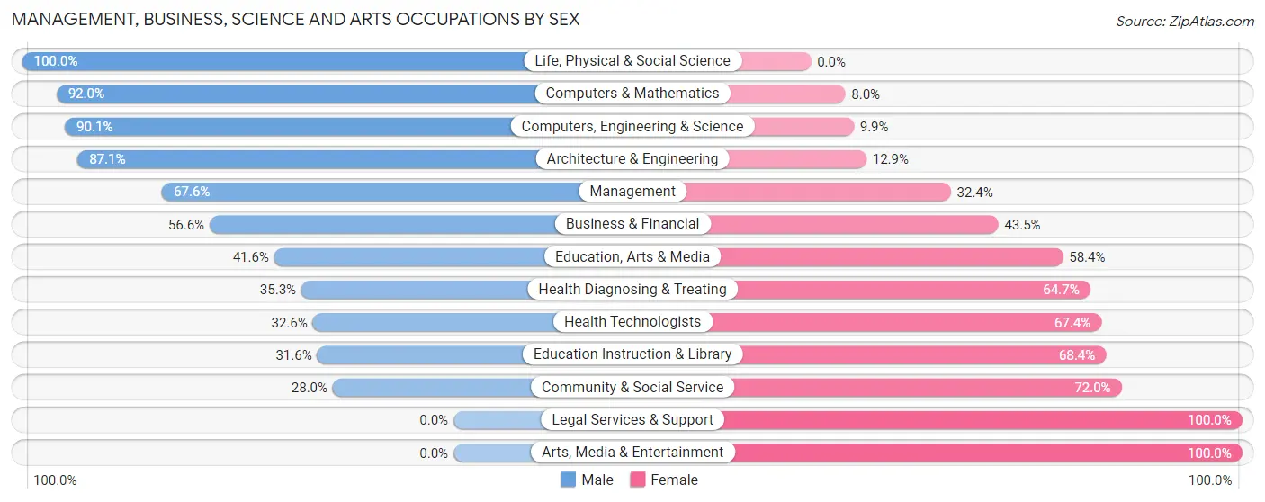 Management, Business, Science and Arts Occupations by Sex in Bloomingdale borough