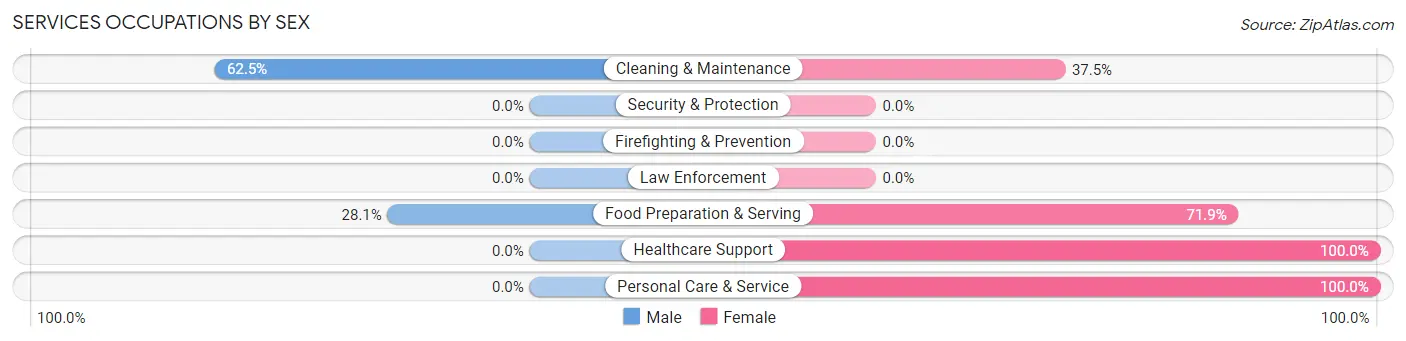 Services Occupations by Sex in Bloomsbury borough