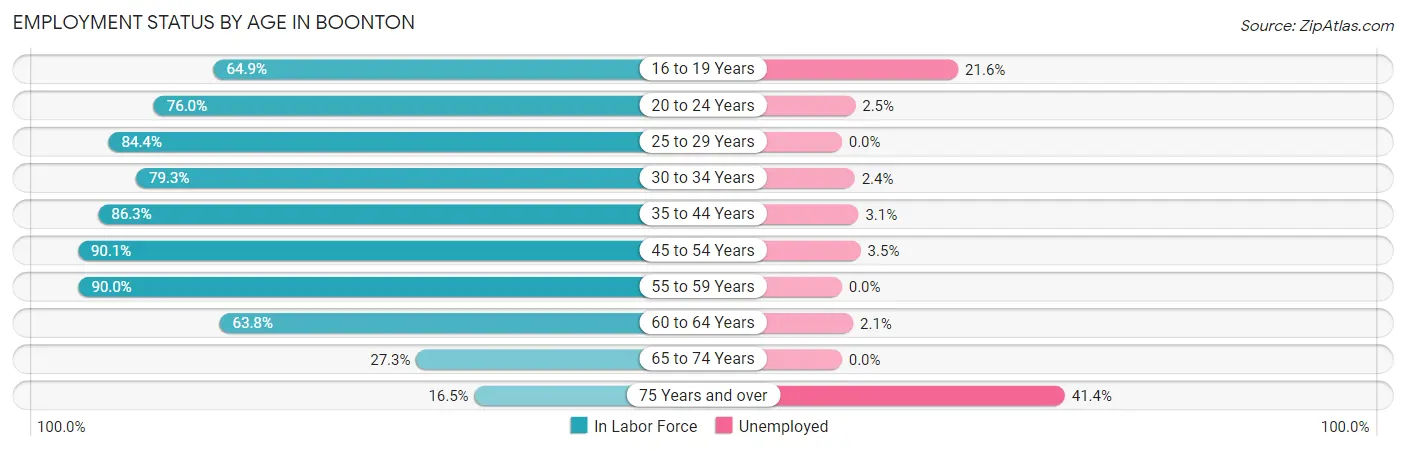 Employment Status by Age in Boonton
