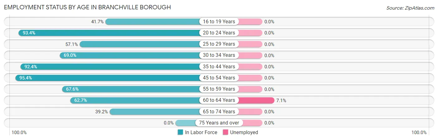 Employment Status by Age in Branchville borough