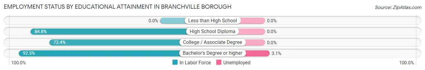Employment Status by Educational Attainment in Branchville borough