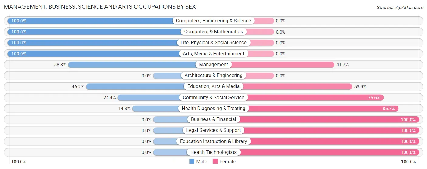 Management, Business, Science and Arts Occupations by Sex in Branchville borough