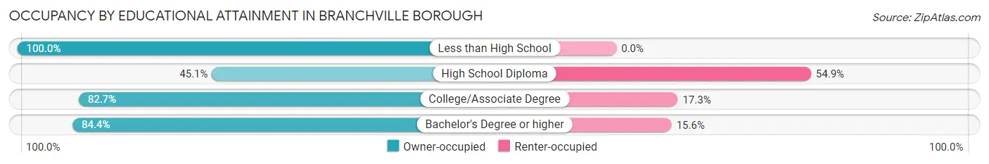 Occupancy by Educational Attainment in Branchville borough