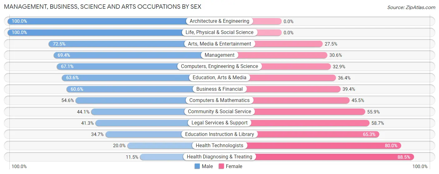 Management, Business, Science and Arts Occupations by Sex in Brielle borough