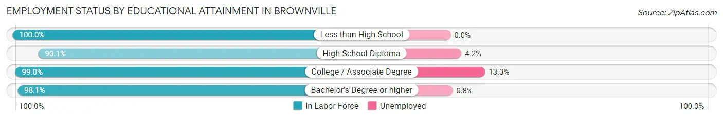 Employment Status by Educational Attainment in Brownville