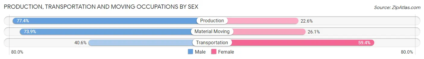 Production, Transportation and Moving Occupations by Sex in Caldwell borough